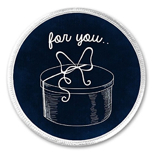 For you - Gift (Blue) 3" Sew On Patch Birthday Holiday Celebrate Present