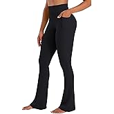 Sunzel No Front Seam Flare Leggings for Women with Pockets Hidden Butt Lifting Scrunch Tummy Control Mini Flared Yoga Pants