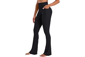 Sunzel No Front Seam Flare Leggings for Women with Pockets Hidden Butt Lifting Scrunch Tummy Control Mini Flared Yoga Pants