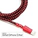 Tera Grand - Apple MFi Certified Lightning to USB-A Braided Cable for iPhone 14/13/12/11 Pro Max Mini, SE XS Max XR X, 8/7/6 Plus, iPad, AirPods, 4 ft Red/Black, (APL-WI114-RDBK)