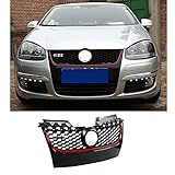 Mifeier For VW MK5 06-09 GTI 05-10 Jetta Honeycomb Mesh Style Front Grille With Red Trim Grill