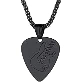 PROSTEEL Trendy Guitar/Guitar Pick/Microphone Necklace for Men Women, 316L Stainless Steel Necklace in Silver/Gold/Black Tone, for Music Lover, Come with Box