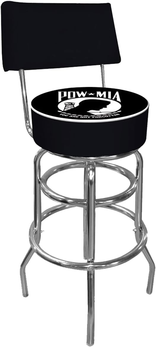 Best contemporary chrome and black vinyl bar stool with back rest