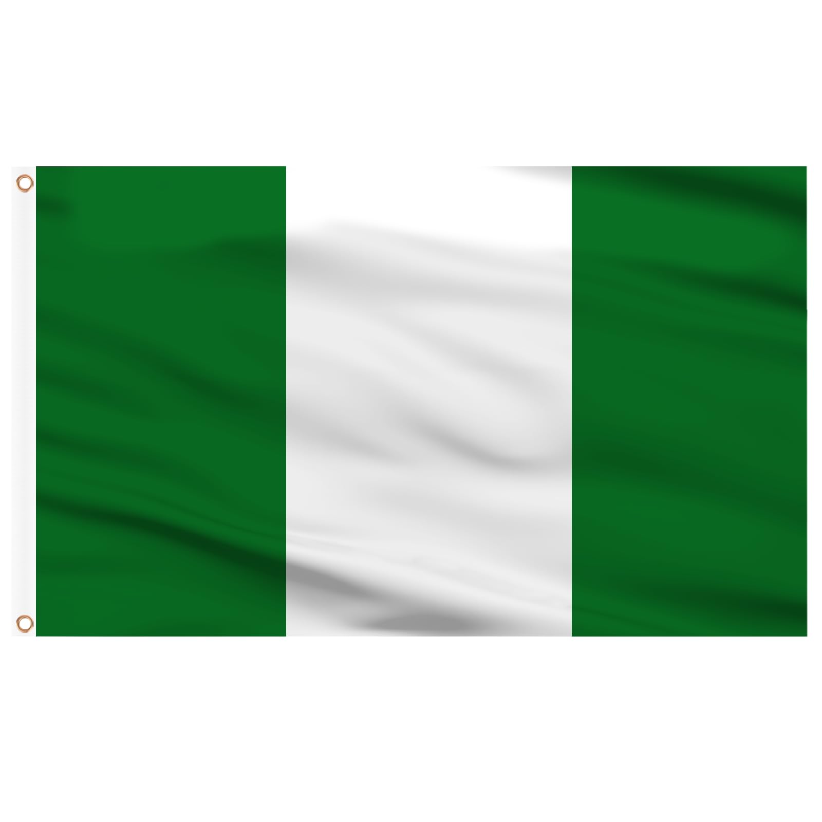 AhfuLife Nigerian Flag 5ft x 3ft for Party Decorations, 1Pcs Large Nigeria Flag Polyester Double Side with Brass Eyelets for World Cup Football Culture Day National Day Garden Street Indoor Outdoor — image 1