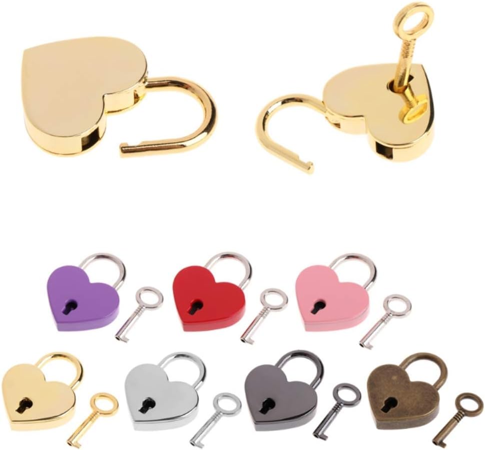 YunBest Mini Padlocks Key Lock for Lover - Heart Shaped Padlock Mini Lock with Key for Jewelry Box Storage Box Diary Book BestShop Gold