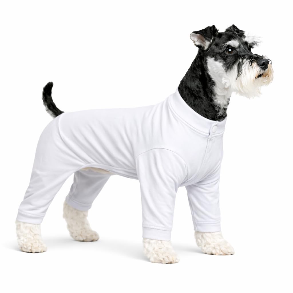 Lovelong Lightweight Pajamas, Pure Cotton Dog Jumpsuits 4 Legs Dog Onesies T-Shirt Stylish PJS, Puppy Costume for Large Medium Small Dogs, White