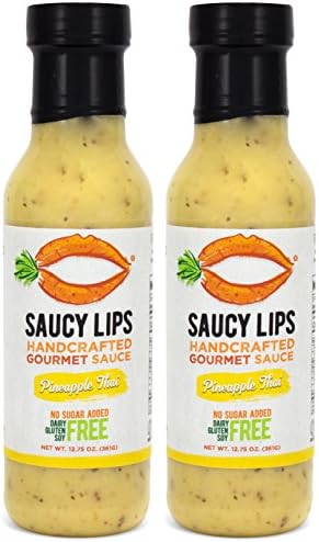 Pineapple Thai by Saucy Lips - All Natural Salad Dressing, Marinade, and Cooking Sauce (Low Carb, Gluten Free, Soy Free, Dairy Free, Nut Free) 12.75 oz, Pack of 2