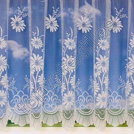 Daisy Patterned White Net Curtain (42" Drop): Amazon.co.uk: Kitchen & Home
