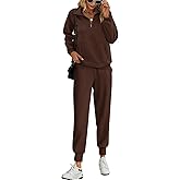 PRETTYGARDEN Long Sleeve Half Zip Sweatsuits Women 2 Piece Outfit Spring Casual Sweatshirt Sweatpants Lounge Set Tracksuit