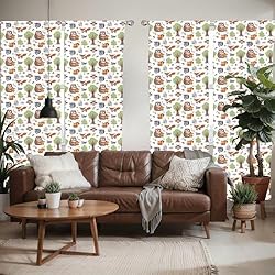 Ambesonne Forest Window Curtains Pack of 2, Doodle