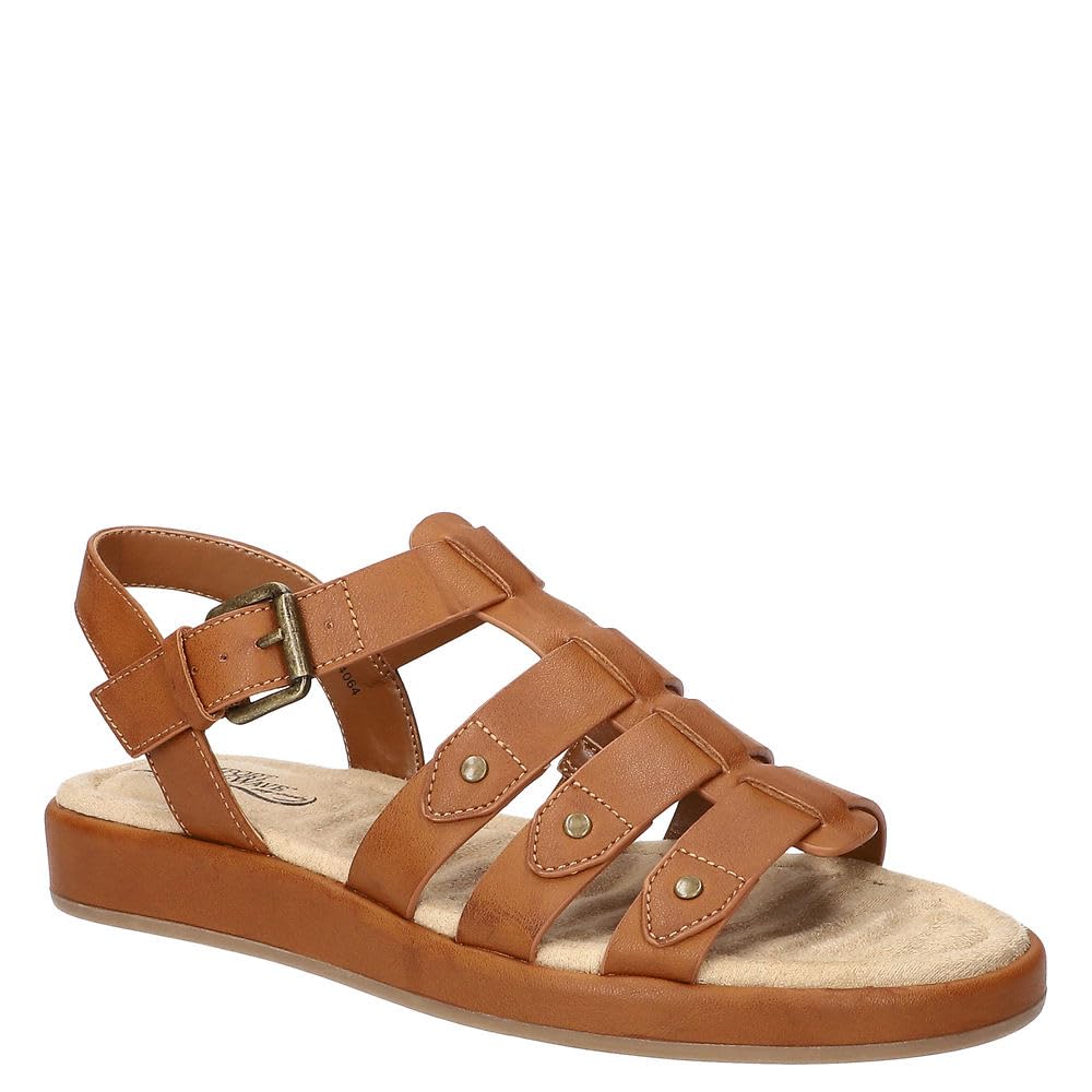 Easy Street Women’s Chirp Flat Sandal, Luggage, 9.5 Narrow