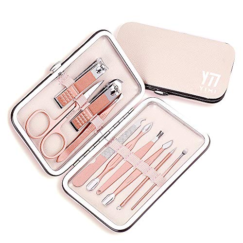 Yimi Professional Stainless Steel Nail Clipper Travel & Grooming Kit Nail Tools Manicure & Pedicure Set of 10 on 1 with Luxurious Case(pink） - Thumbnail 3