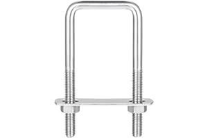 uxcell Square U-Bolts, 2 Sets 42mm(1.65") Inner Width 100mm Length M8 304 Stainless Steel U Clamp Bolt with Nuts and Plates, 