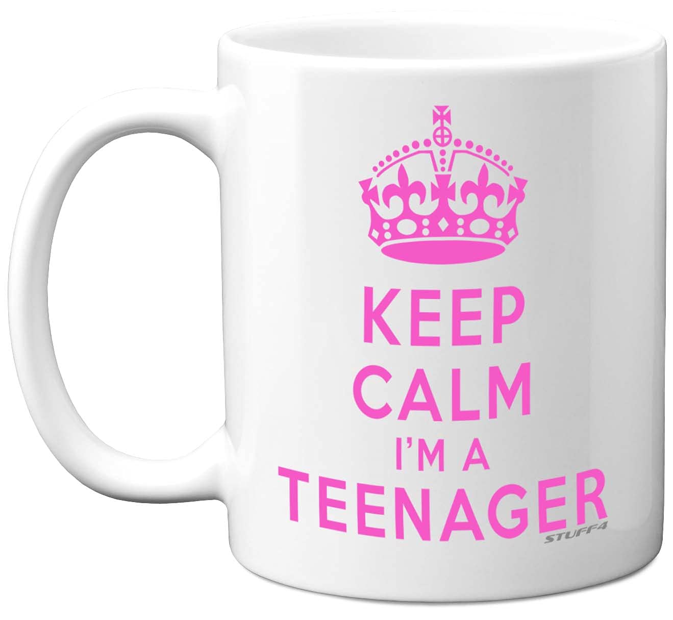 Stuff4 Keep Calm I'm A Teenager Mug - 13th Birthday Gifts for Girls and Boys - 11oz White Ceramic Dishwasher Safe Mugs, Birthday Christmas Funny for Her or Him, Teenager Gift UK Made Pink