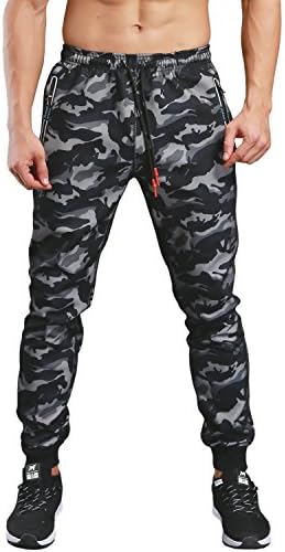 KaiDi Mens Joggers Sport Pants, Casual Gym Workout Sweatpants with Double Pockets (0# Black, XS)