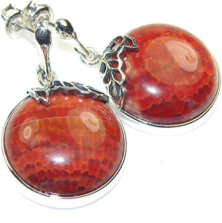 Mexican Fire Agate Women 925 Sterling Silver Earrings - FREE GIFT BOX