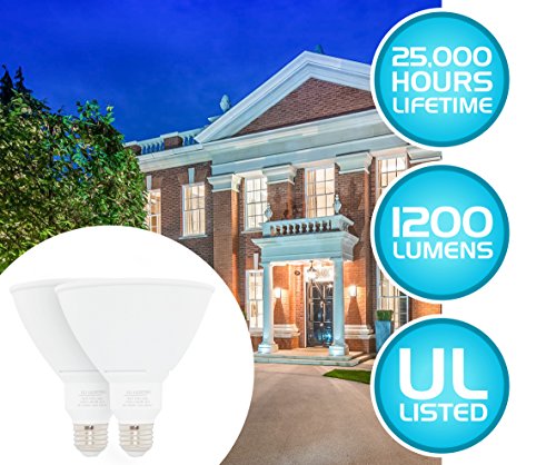 SLI Lighting PAR38 LED Flood Light - Dimmable PAR38 LED Bulbs - 15W - 90W Equivalency - 25,000Hr Lifetime - Energy Star Rated -3000K - 2 Pack