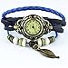 6 Pcs Lot Wholesale Vintage Wrap Around Women's Bead Leaf Bracelet Quartz Watch LOTW047