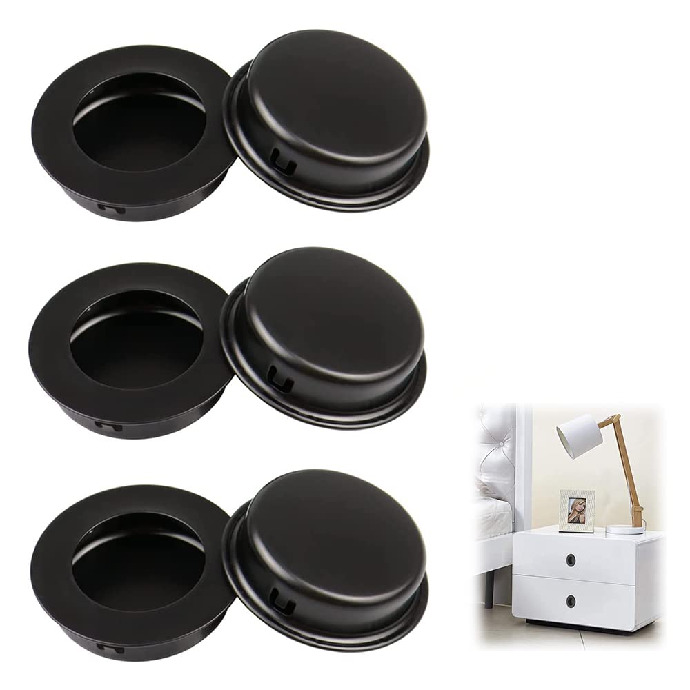 DCQQ 6 Pieces Circular Recessed Pull Handles Recessed Sliding Door Handles Concealed Pull Handles Knob Recessed Finger Pull for Drawers Wardrobes Cabinets Custom Furniture
