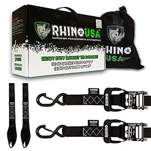 Image of RHINO USA Ratchet Straps Motorcycle Tie Down Kit, 5,208 Break Strength - (2) Heavy Duty 1.