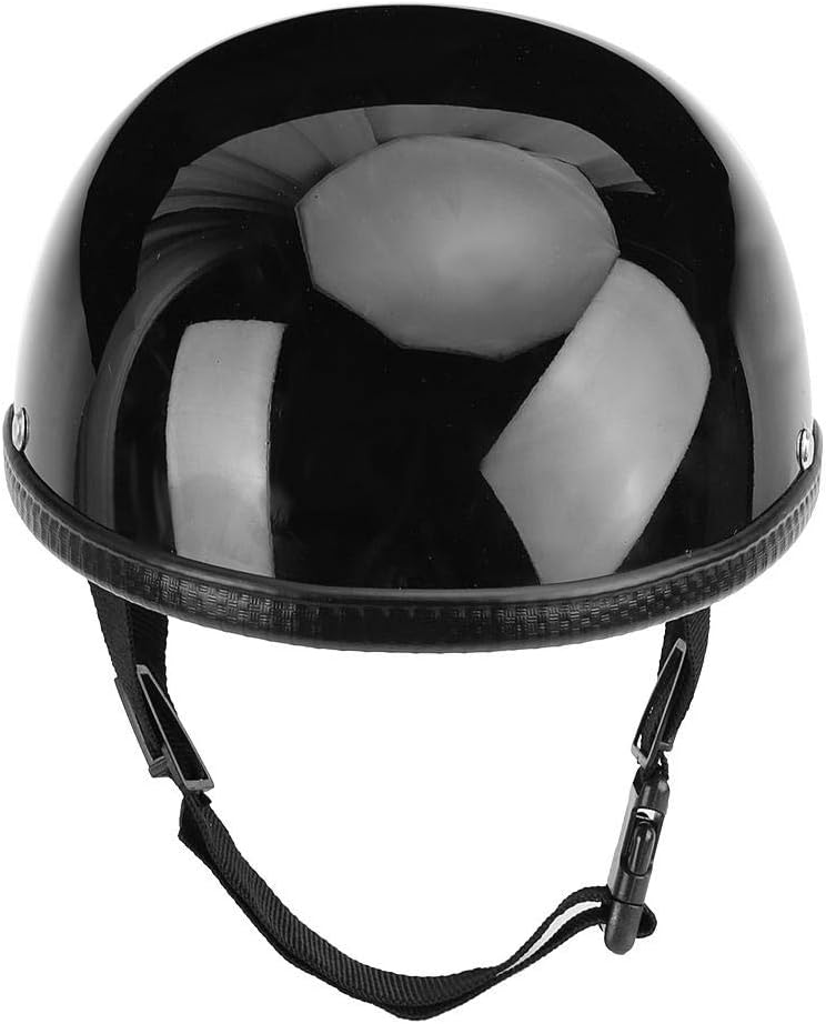 KIMISS Motorcycle Safety Helmet,Vintage Cycling Open Face Helmet Glass Fiber Hat Gloss Black for Men Women