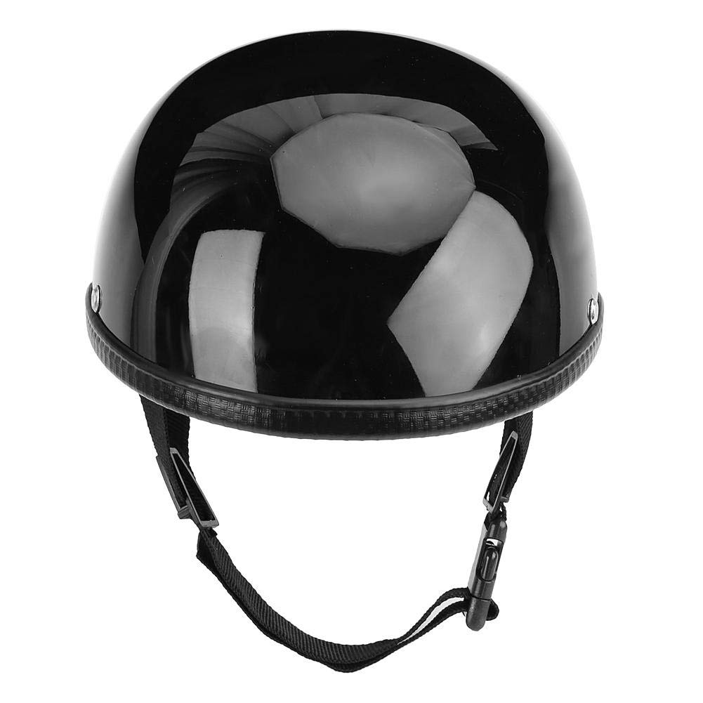 KIMISS Motorcycle Safety Helmet,Vintage Cycling Open Face Helmet Glass Fiber Hat Gloss Black for Men Women