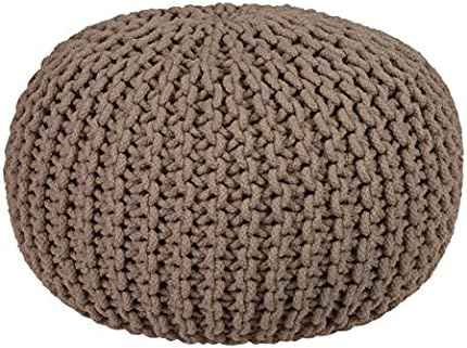 ACASA Expanded Polystyrene Hand Knitted Cushion/stool Pouffe, 50 X 50 X 35 cm, Brown
