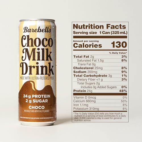 Barebells Protein Milk Drink Chocolate, 24g Protein, No Added Sugar, Smooth Ultra-Filtered Milk, 11.2 fl oz (330ml), 12 Pack