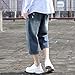 Leadmall Men’s Capri Denim Pants | Men Plus Size Wide Fit Fashion Ripped Destroyed Jeans Shorts |Loose Straight Leg Bike Sports Trousersthumb 3