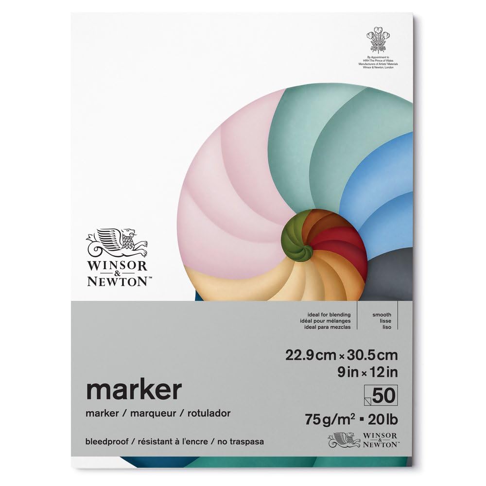 Winsor & Newton 6002006 Marker Paper, White, 22.9 x 30.5 cm, 50 Sheets Pad, 75 g/m²