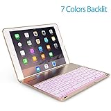 Favormates Keyboard Case for iPad 2018 (6th Gen) - iPad 2017 (5th Gen) -iPad Air 1 - Thin & Light - Aluminum Alloy - Wireless/BT - Backlit 7 Color - iPad Case with Keyboard (only for 9.7 inch ipad)