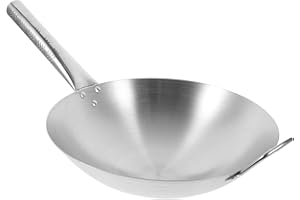 SHINEOFI Stainless Steel Wok Non-Stick Pan for Induction Cooker Thickened Sandblasted Frying Pan with Random