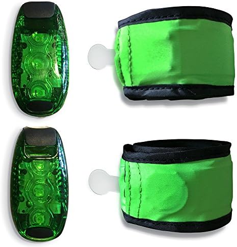 Flashing LED Lights - 4 Pack Clip On For Safety With Bonus Slap Armbands - Greatest High Visibility Blinking Accessories for Running, Hiking, Jogging, Walking, Cycling by RunTek