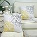CaliTime Pack of 2 Cozy Fleece Throw Pillow Cases Covers for Couch Bed Sofa Vintage Dahlia Floral Both Sides 18 X 18 Inches Yellow Grey