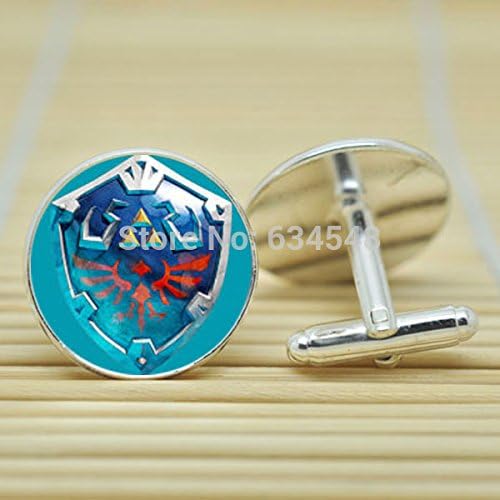 Pretty Lee Hylian Shield Legend Of Zelda In Silver Cufflinks Glass Cabochon Cufflinks C3743