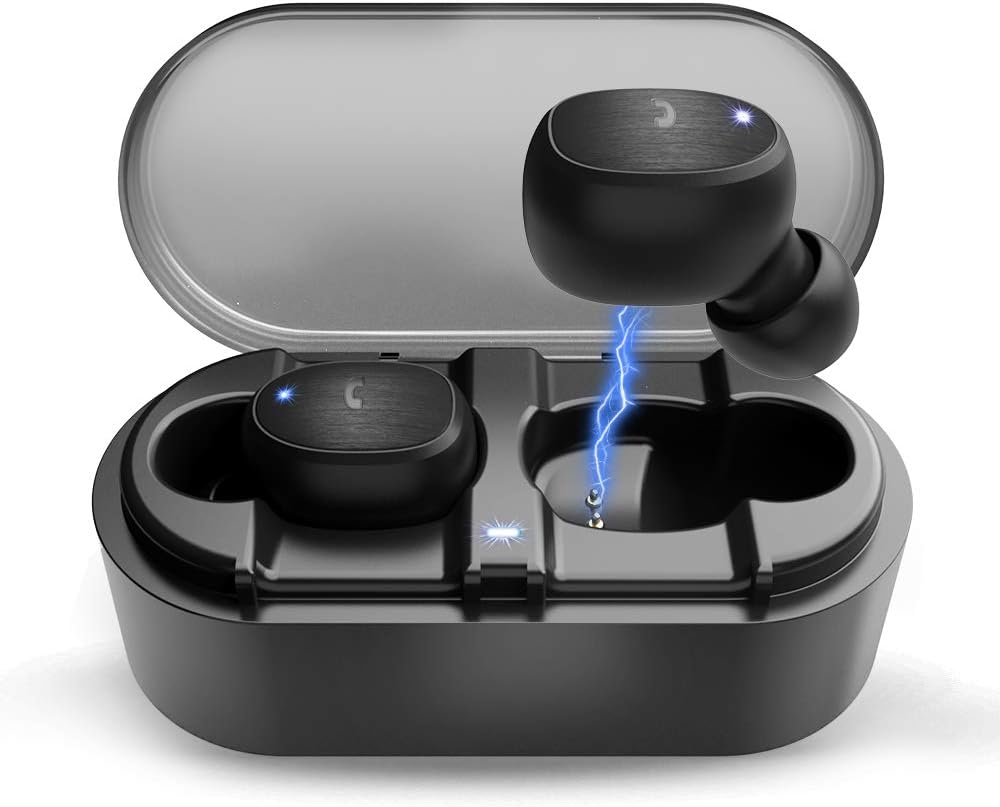 Wireless Earbuds, Bluetooth 5.0 Wireless Bluetooth Earbuds 15 Hours Play Time, IPX5 Waterproof, Built-in Microphone, 3D Stereo Sound Wireless Headphones, with Charging Box Quick Access to Siri.