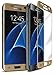 Bastex Samsung Galaxy S7 Edge 9-H Tempered Glass Screen Protector, Full Screen Coverage, High Definition, Clear Transparency, Anti-Bubble Shield with Gold Faceplate for Samsung Galaxy S7 Edge