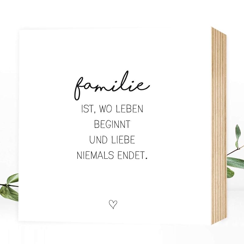 Wunderpixel Holzbild Familie 15x15x2cm Zum Hinstellen Aufhangen Echter Fotodruck Mit Spruch Auf Holz Schwarz Weisses Wand Bild Aufsteller Zur Dekoration Zuhause Oder Geschenk Idee Amazon De Handmade