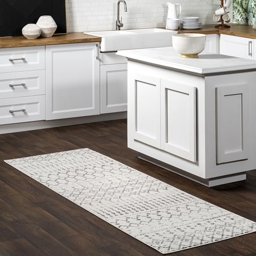 nuLOOM 2x18 Moroccan Blythe Area Rug, Grey, Faded Bohemian Design, Stain Resist…