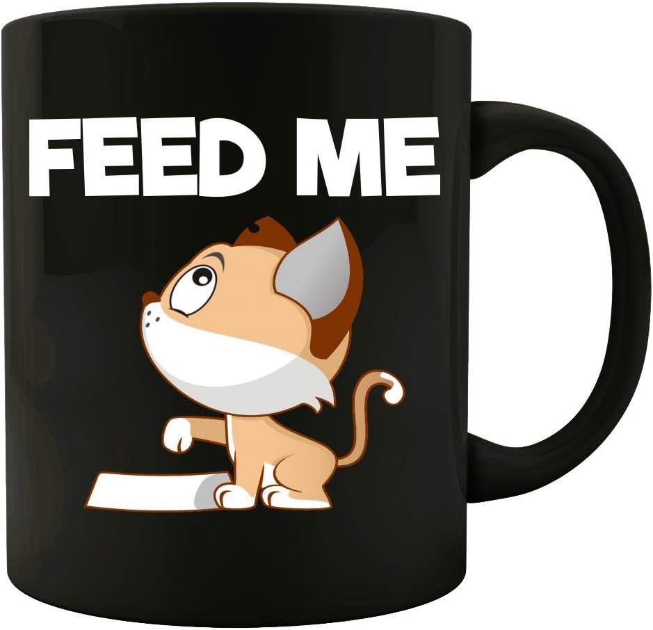 Cat Pointing Its Paw At The Food Dish Saying Feed me - Colored Mug