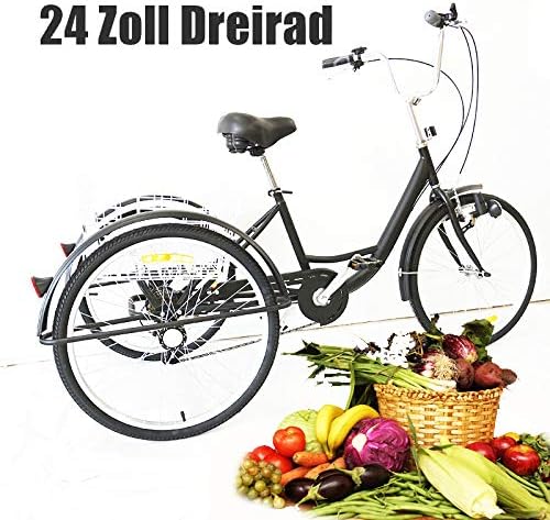 YIYIBY adult tricycle, tricycle for adults, cargo bicycle, adult bicycle senior bike for shopping, adjustable 24 inches, 3 wheels, 6 speed.