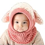 Lowpricenice Winter Baby Kids Girls Boys Warm Woolen Coif Hood Scarf Caps Hats (Pink)