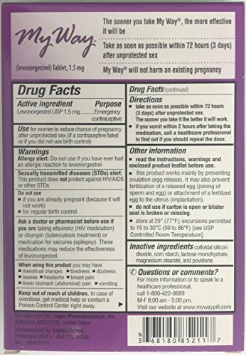 My Way Emergency Contraceptive 1 Tablet *Compare to Plan B One-Step* Set of 12 Pills
