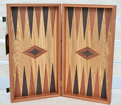 Manopoulos Olive Root Backgammon Chess + Olive wood Chips - Without Chess pawns