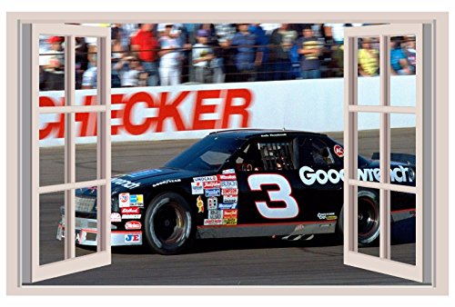 Dale Earnhardt Sr. No 3 Monte Carlo 3D Window View Decal NASCAR WALL STICKER 18", 24"or 36"