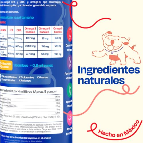 Dogelthy Pure Sardine Oil 450 ml. Aceite de Sardina con Omega 3 para Perro. 300 MG de EPA + DHA por Dosis. Suplemento de Aceite de Pescado para Perro. para Croquetas o Dieta Barf.