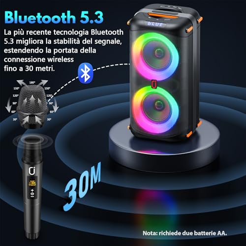 HWWR Karaoke with Microphone with 2 Wireless Microphones 10000 mAh Bluetooth 5.3 Speaker, 300 W PA System, Sing You Karaoke 2026 for Adults/Children for Parties, Family Meetings, Holidays