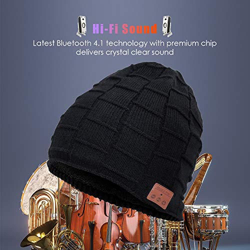 JARVANIA Bluetooth Beanie, Wireless Bluetooth Hat, Double Knit Music Hat for Men & Women, Joyful