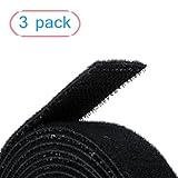 DTOLHOME Fastening Tape Hook & Loop Cable Ties Roll And Reusable Cord Black Length About 15 Feet Width About 0.75 Inch 3 Pack