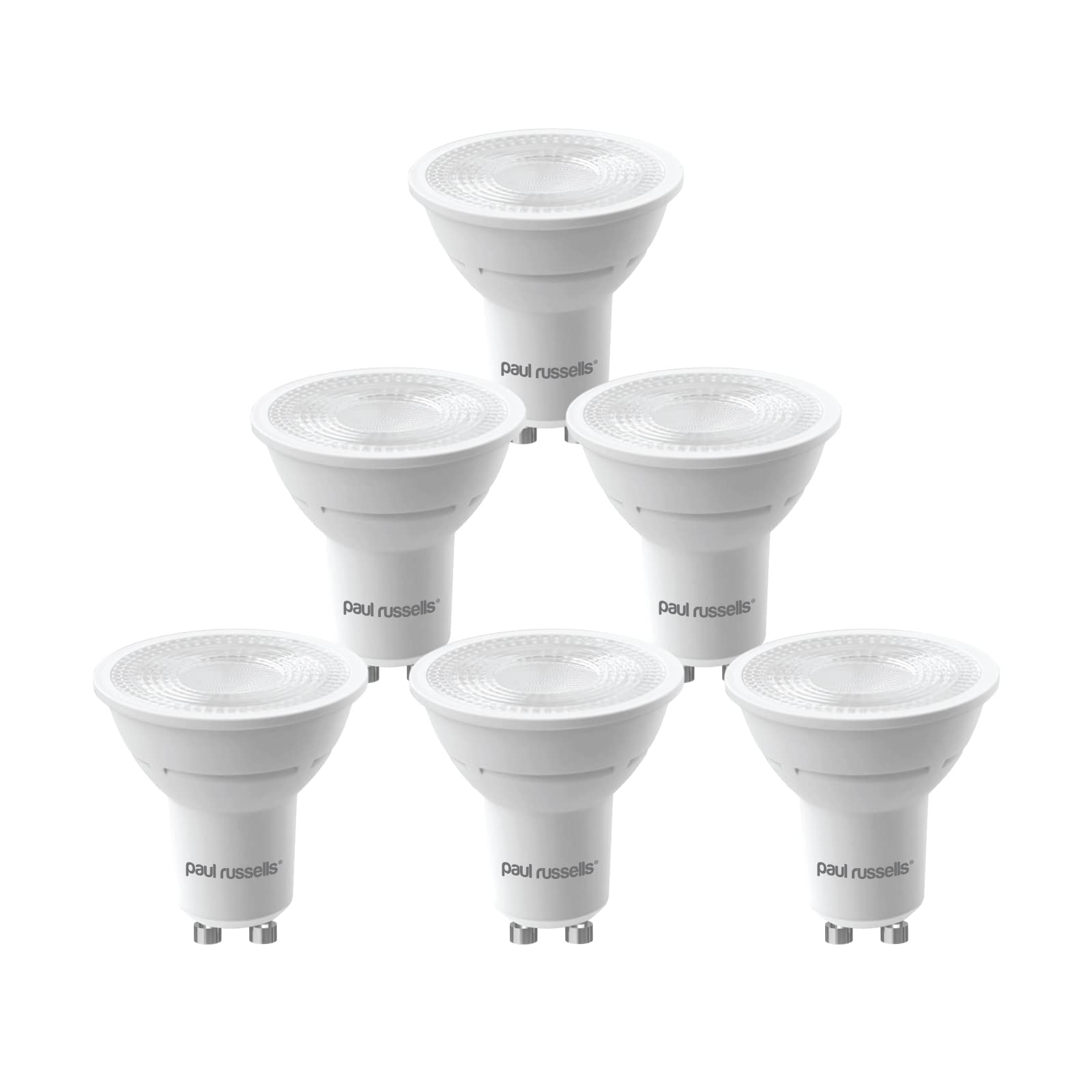 paul russells LED GU10 – Dimmable Fittings Spot Lightbulbs, 4.5W 345 Lumens LED Bulbs, 50w Equivalent, 2700K Warm White, 38° Degree Dimmer Energy Saving Ceiling Spotlights, 6 Pack